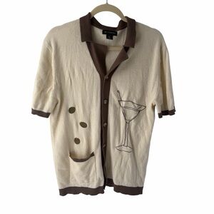 Art of Rhetoric Martini & Olives Retro Vintage-Inspired Fun Cardigan Knit Shirt